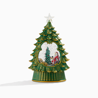 LED Evergreen Tree Musical Snow Globe w/Santa