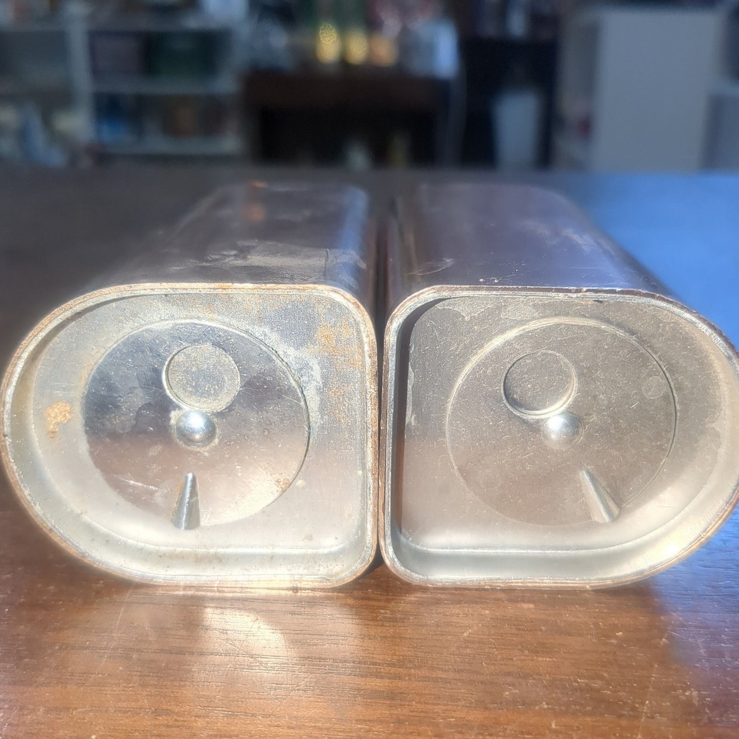 Vintage Mirror Aluminum Rose Gold Salt and Pepper Shakers alsp