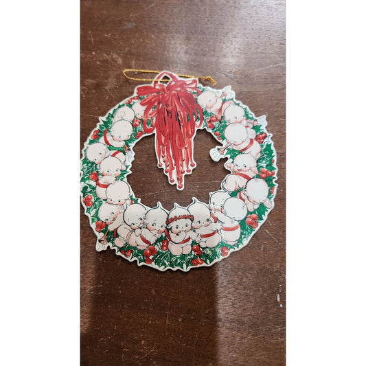 Vintage Shackman Cardboard Wreath Christmas Ornament Kewpie Dolls Kitchy Vintage MCM