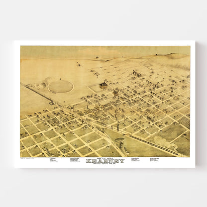 Vintage Map of Kearney, Nebraska 1881 -Not available at Minden location-