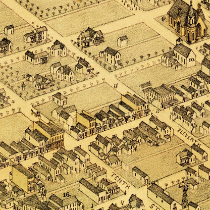 Vintage Map of Kearney, Nebraska 1881 -Not available at Minden location-