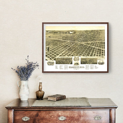 Vintage Map of Kearney, Nebraska 1889 -Not available at Minden location-