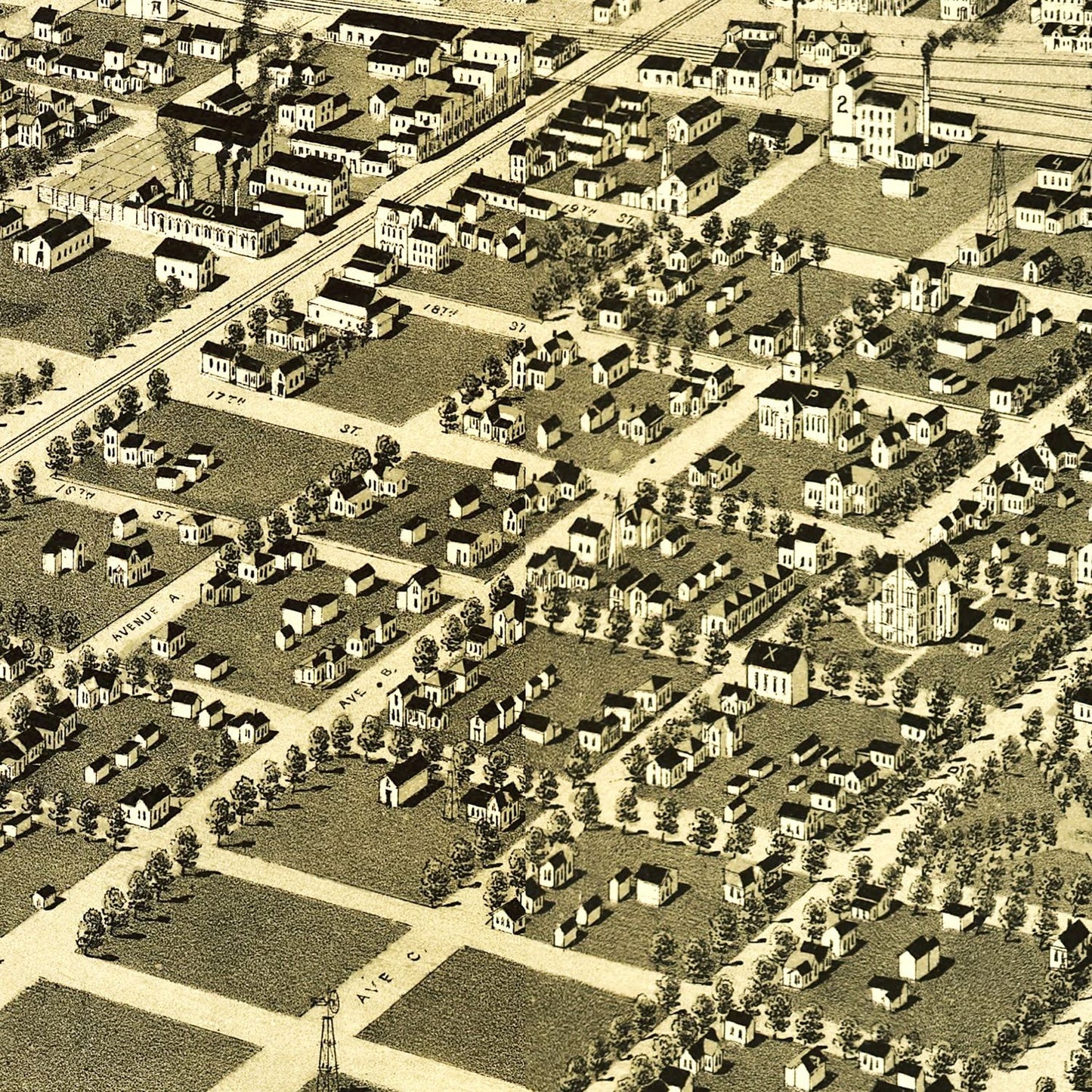 Vintage Map of Kearney, Nebraska 1889 -Not available at Minden location-