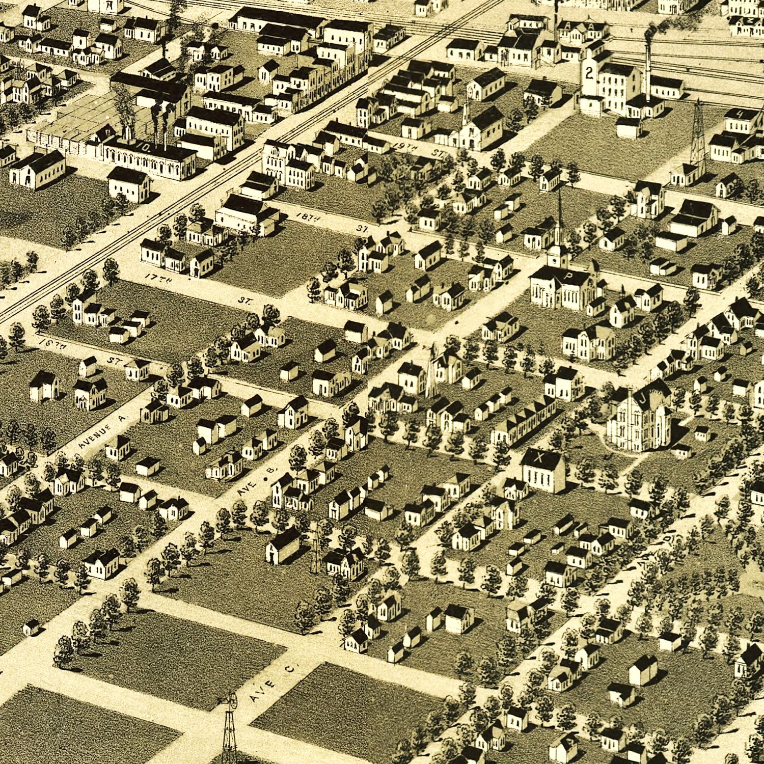 Vintage Map of Kearney, Nebraska 1889 -Not available at Minden location-