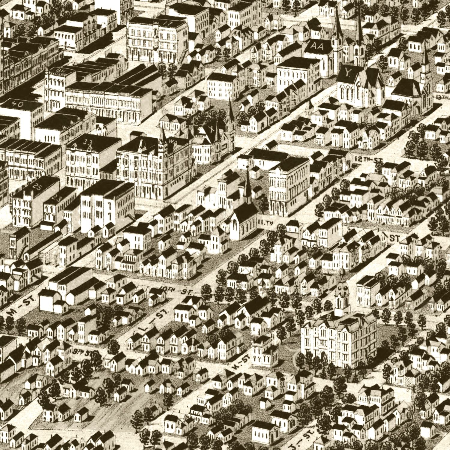 Vintage Map of Lincoln, Nebraska 1889 -Not available at Minden location-