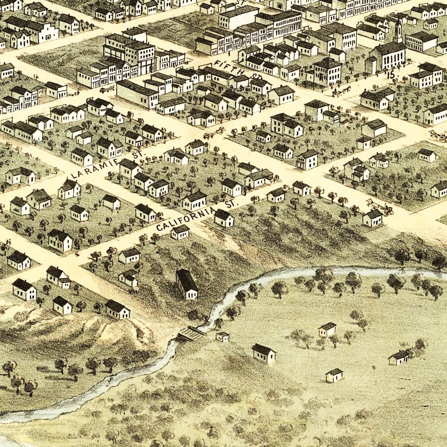 Vintage Map of Nebraska City, Nebraska 1868 -Not available at Minden location-
