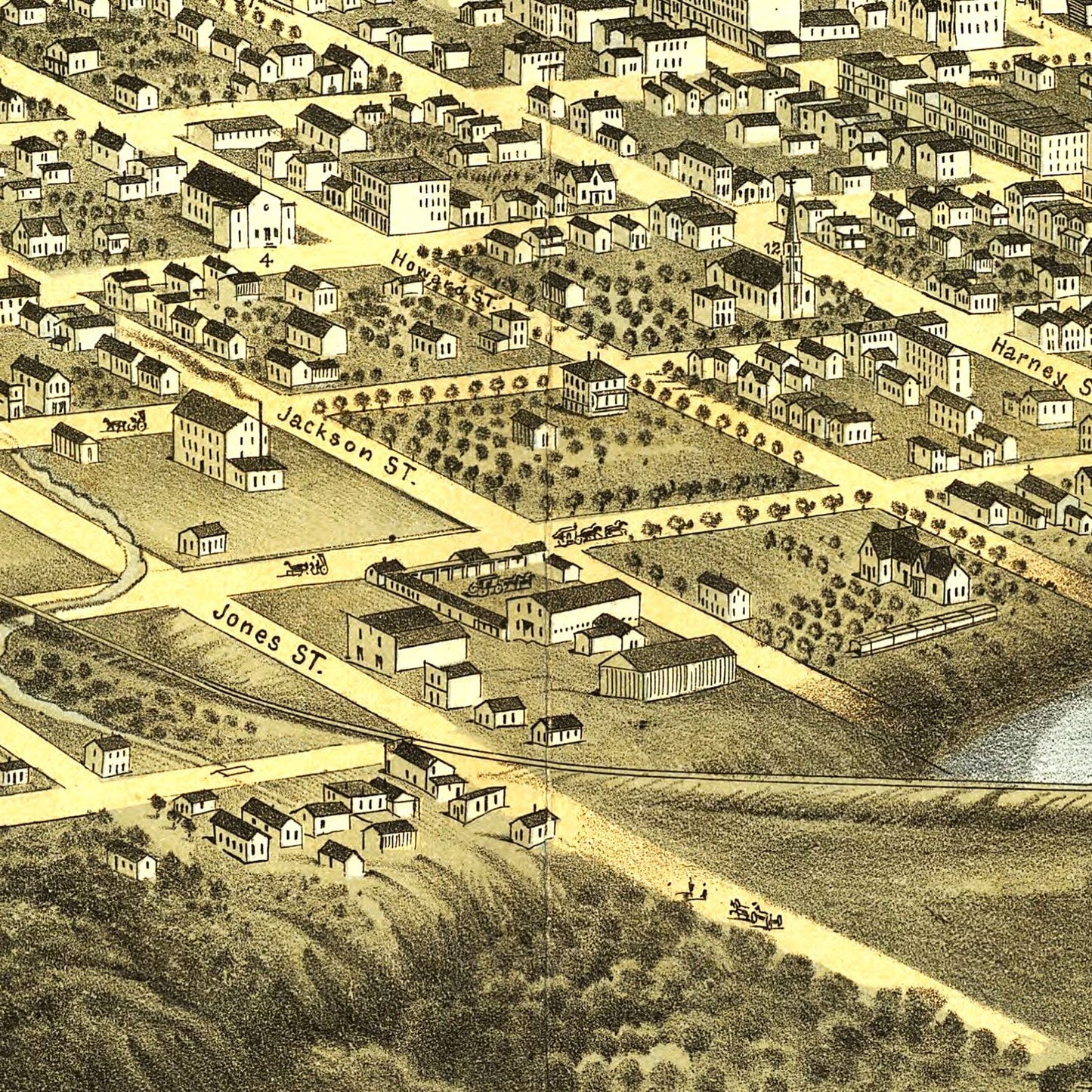 Vintage Map of Omaha, Nebraska 1868 -Not available at Minden location-