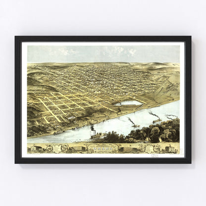 Vintage Map of Omaha, Nebraska 1868 -Not available at Minden location-