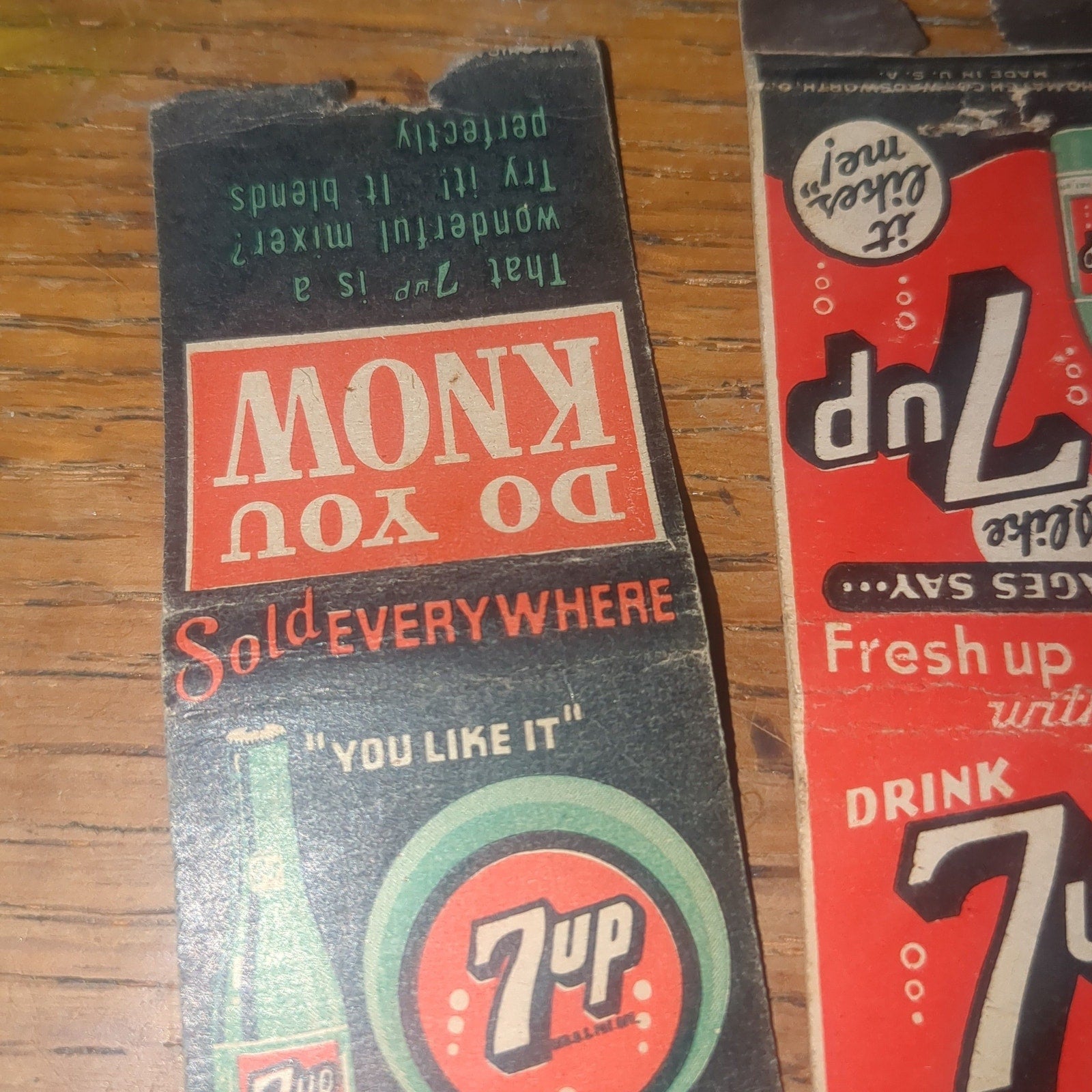 Vintage 7Up matchbook covers AS IS m41