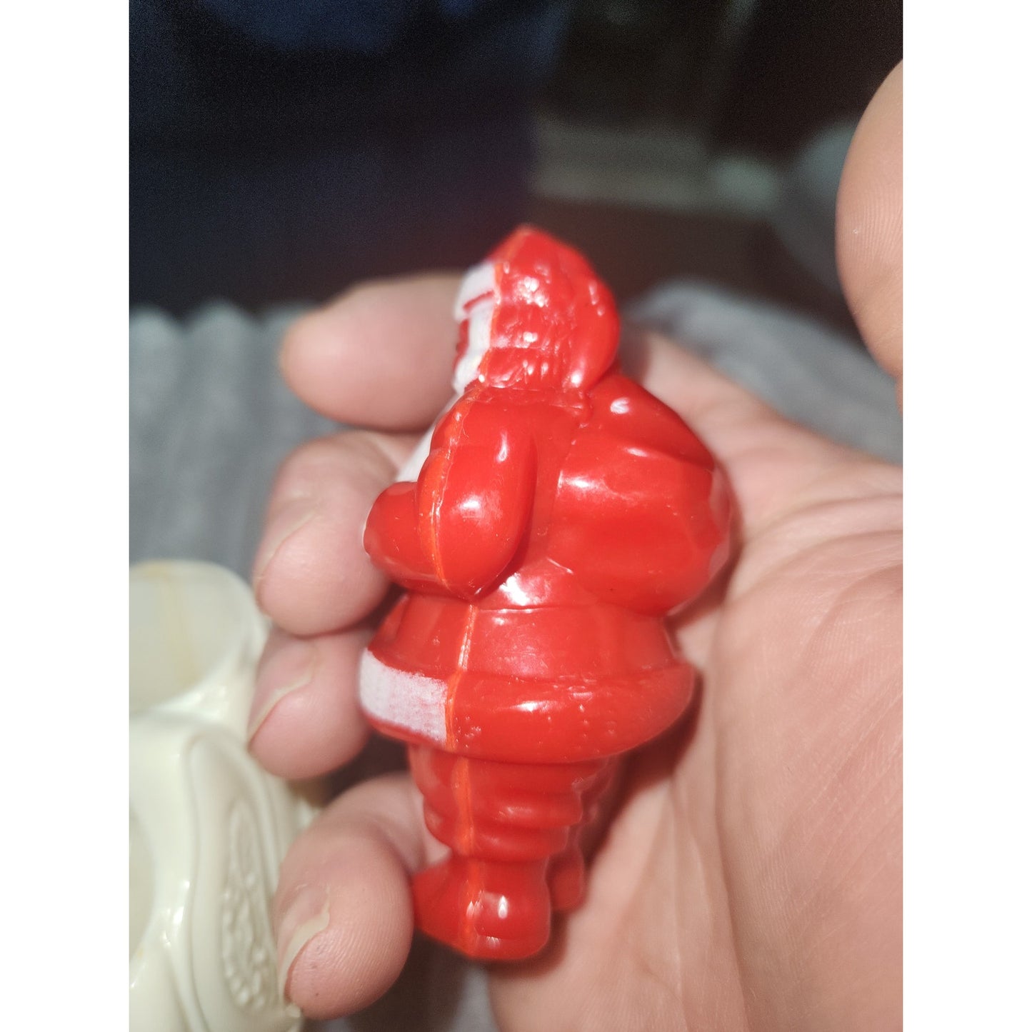 Vintage Rosbro Red Santa in Sleigh Plastic Candy Holder 1950's MCM sa43