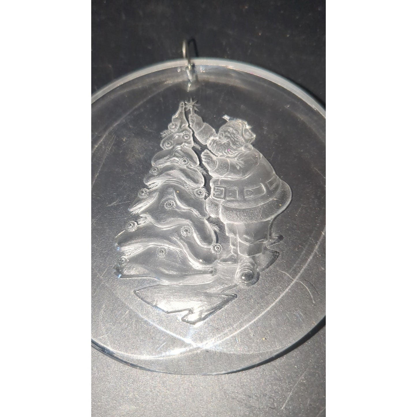 vintage Santa Christmas Tree Acrylic Ornament  AMSUN 1977