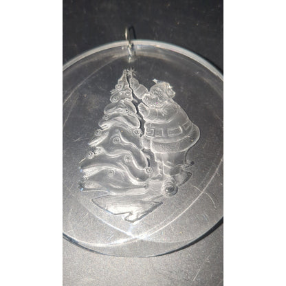 vintage Santa Christmas Tree Acrylic Ornament  AMSUN 1977