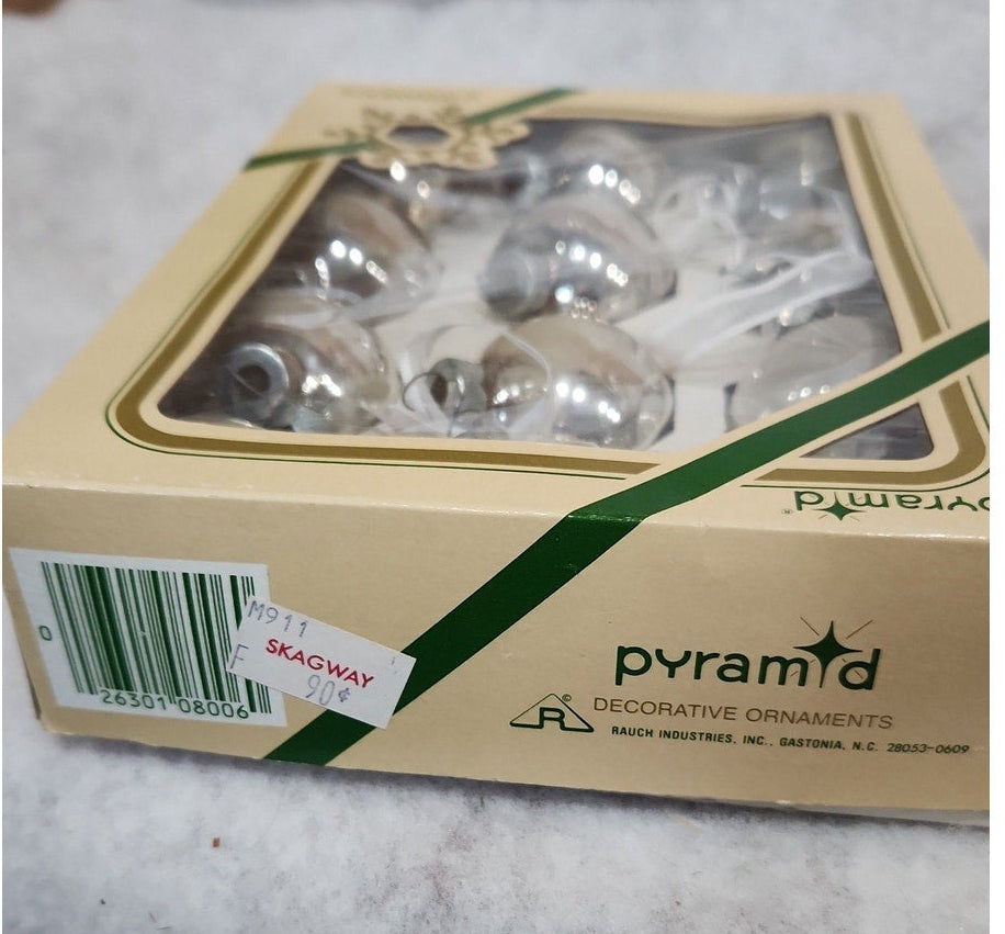 Vintage Pyramid Ornaments Silver set of 12 AS IS bo011