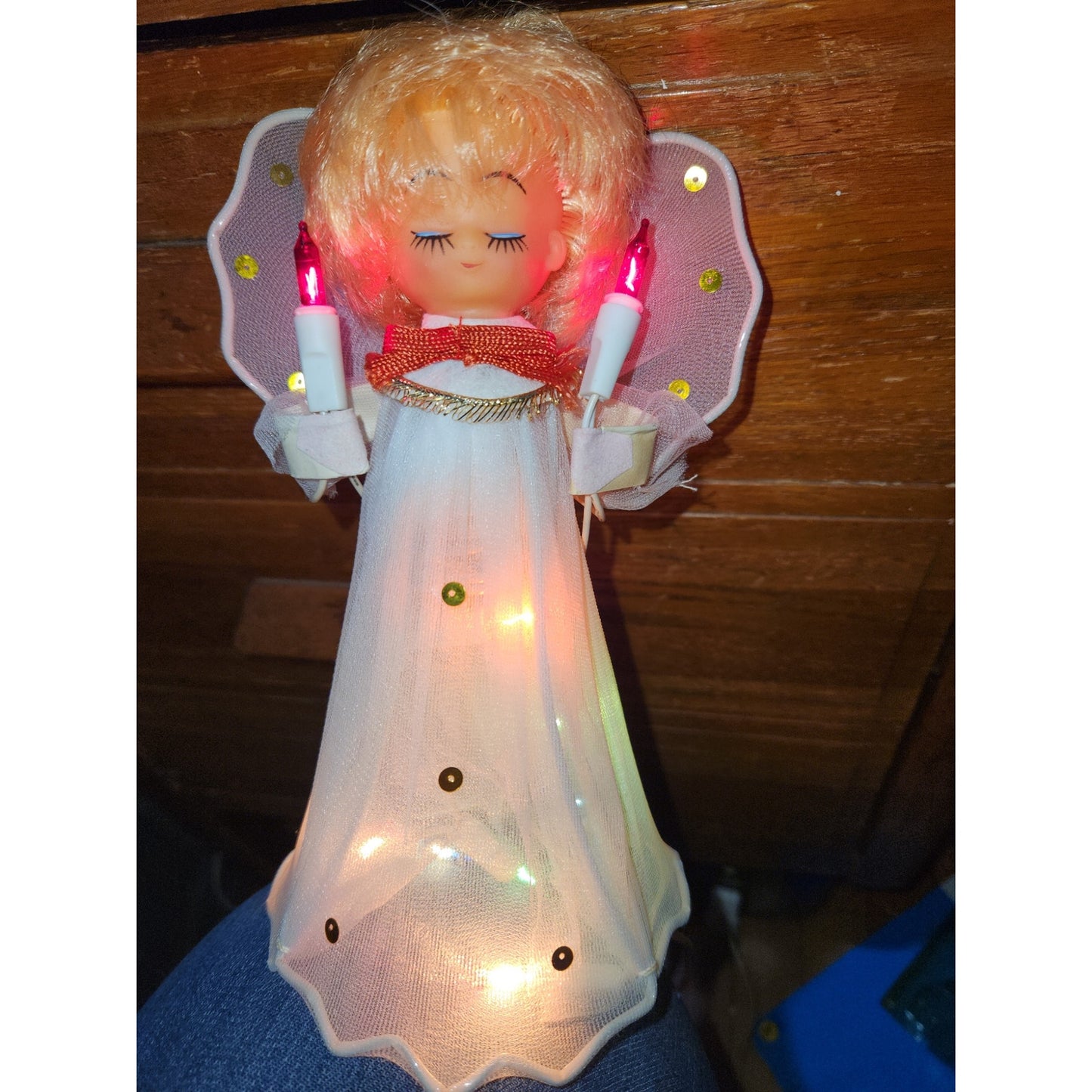 Vintage Joybrite 10 light Angel Flashing Treetop Tree Topper 9 Lights Work Does Not Flash tt44