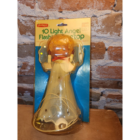 Vintage Joybrite 10 light Angel Flashing Treetop Tree Topper 9 Lights Work Does Not Flash tt44