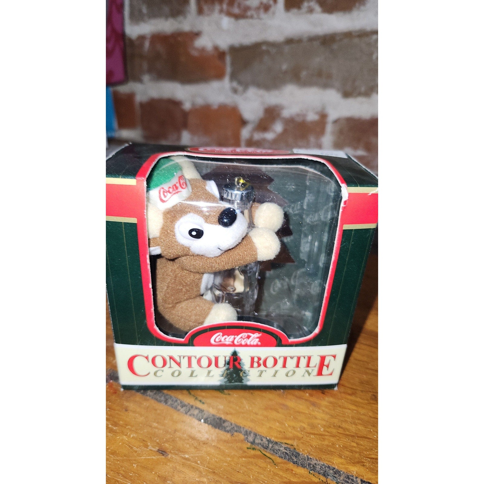 Vintage Coca-Cola Contour Bottle Collection Plush Brown Reindeer Christmas Ornament CC7