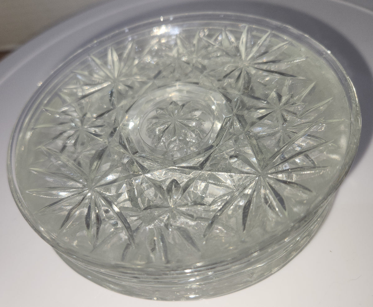 Vintage Coasters Set of 6 Anchor Hocking Prescut Clear Collection Pressed Glass 4 1/2" Discontinued