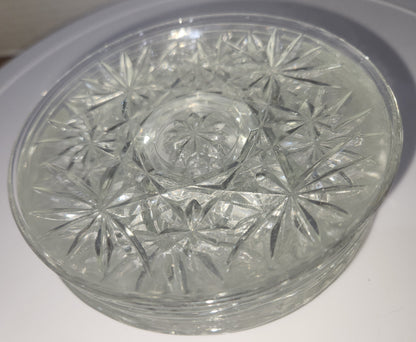 Vintage Coasters Set of 6 Anchor Hocking Prescut Clear Collection Pressed Glass 4 1/2" Discontinued