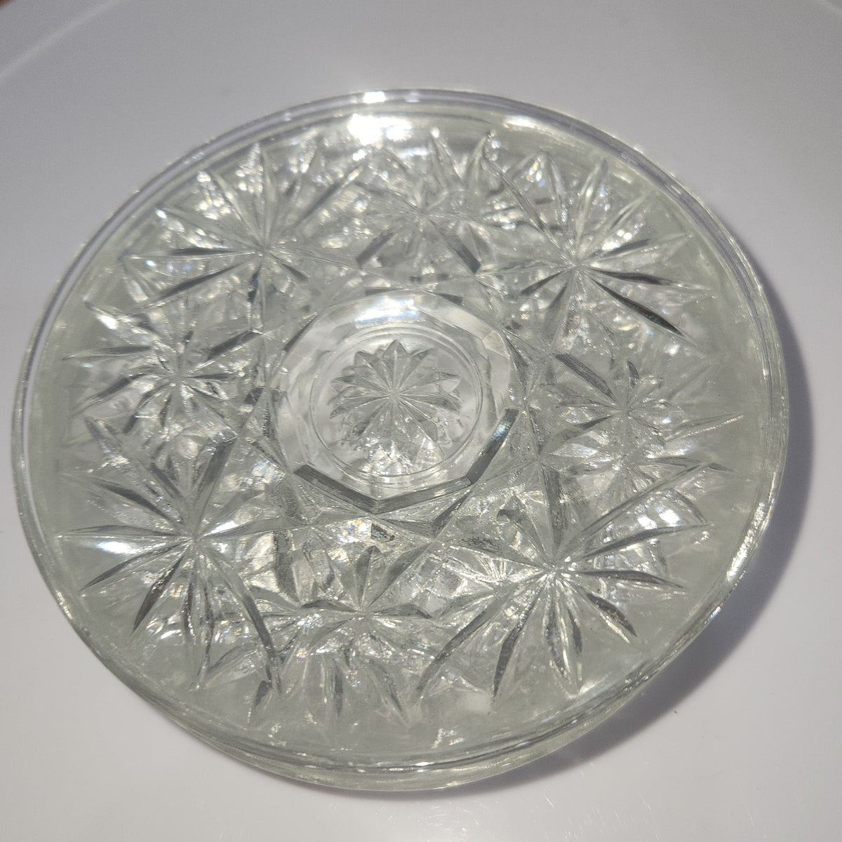 Vintage Coasters Set of 6 Anchor Hocking Prescut Clear Collection Pressed Glass 4 1/2" Discontinued