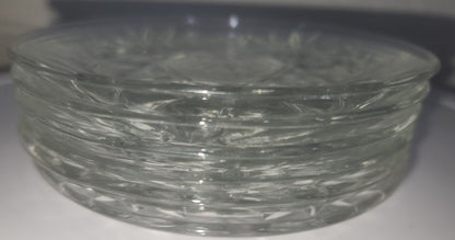 Vintage Coasters Set of 6 Anchor Hocking Prescut Clear Collection Pressed Glass 4 1/2" Discontinued