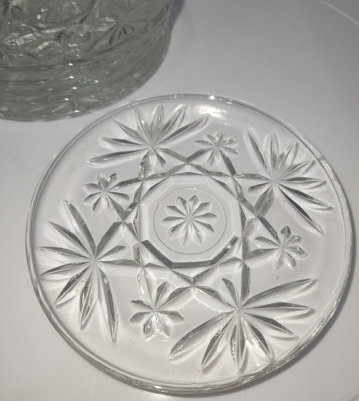 Vintage Coasters Set of 6 Anchor Hocking Prescut Clear Collection Pressed Glass 4 1/2" Discontinued
