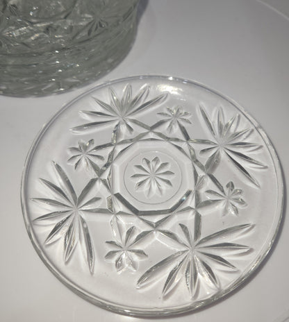Vintage Coasters Set of 6 Anchor Hocking Prescut Clear Collection Pressed Glass 4 1/2" Discontinued