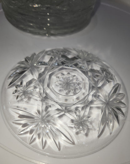 Vintage Coasters Set of 6 Anchor Hocking Prescut Clear Collection Pressed Glass 4 1/2" Discontinued