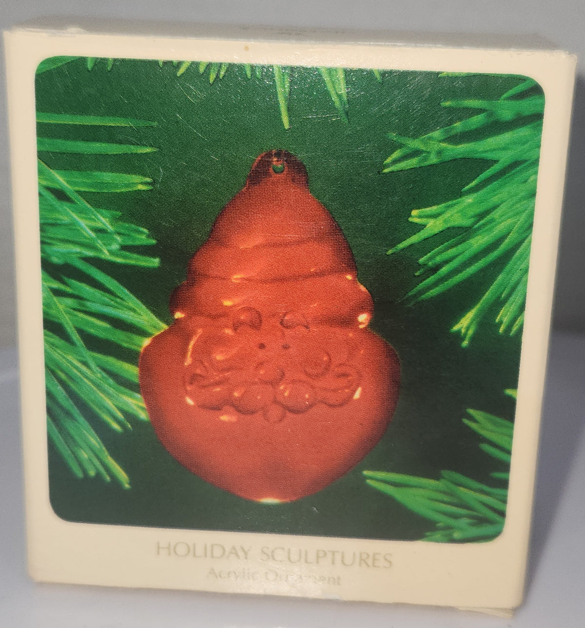Vintage Hallmark Keepsake Ornament Holiday Sculpture Santa Red Acrylic