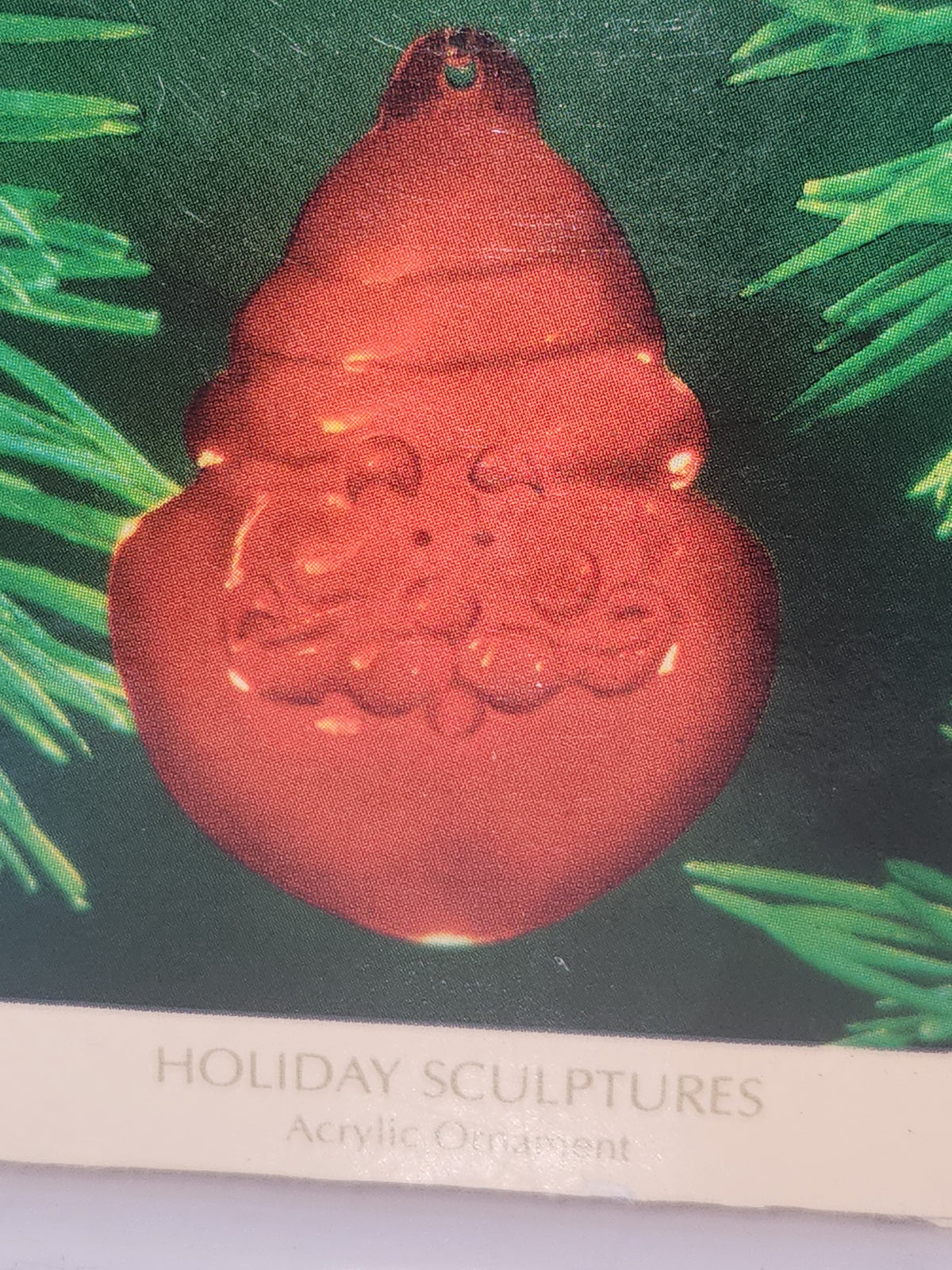 Vintage Hallmark Keepsake Ornament Holiday Sculpture Santa Red Acrylic