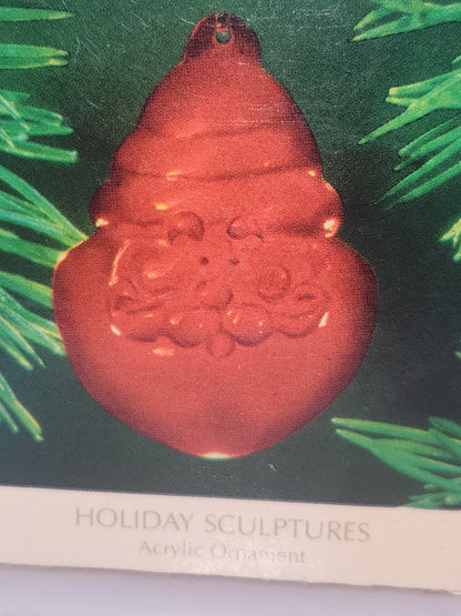 Vintage Hallmark Keepsake Ornament Holiday Sculpture Santa Red Acrylic