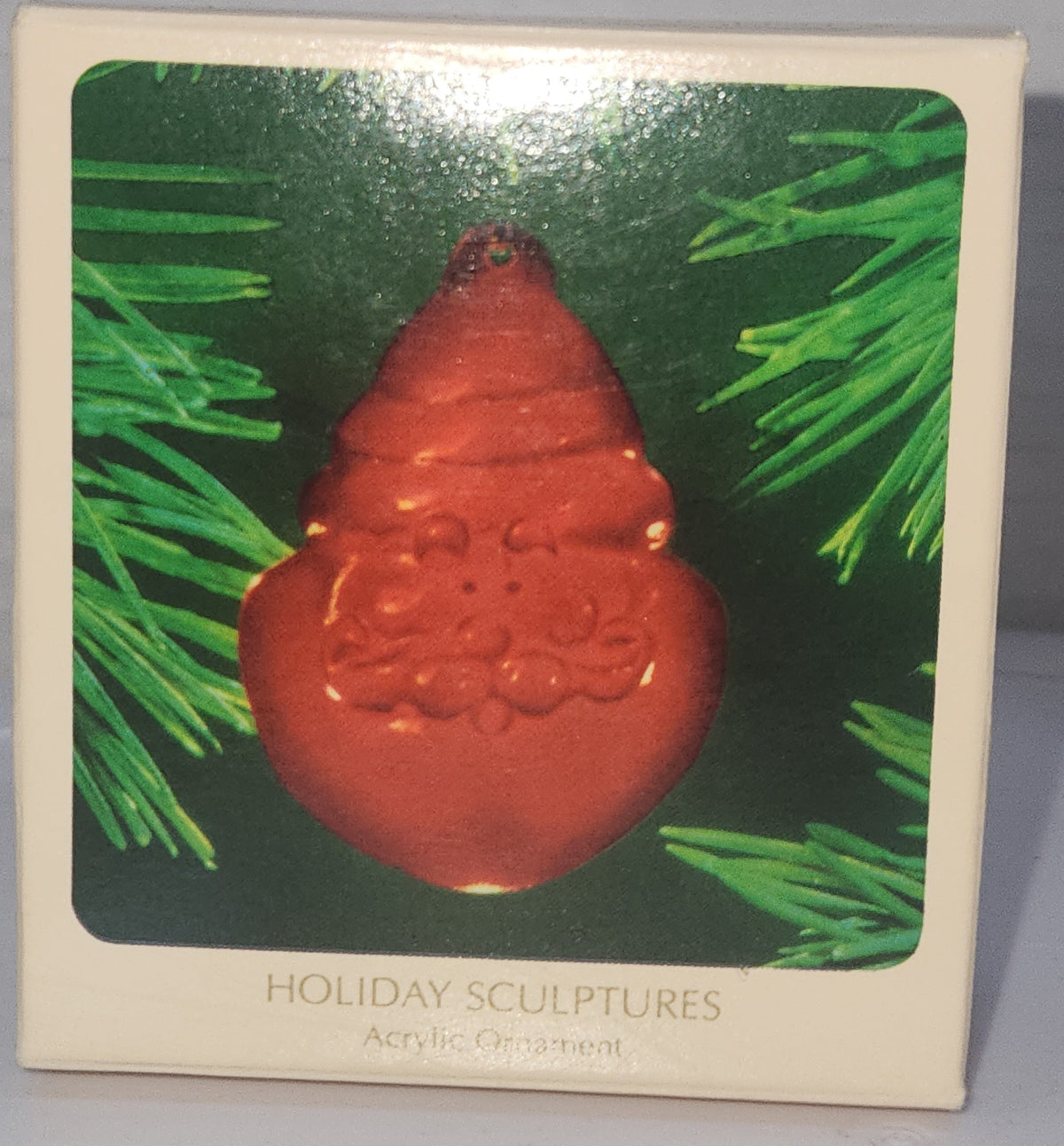 Vintage Hallmark Keepsake Ornament Holiday Sculpture Santa Red Acrylic