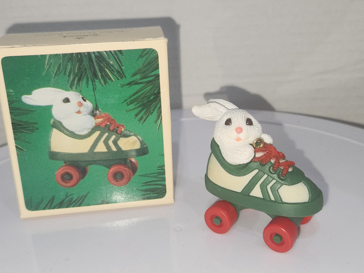 Vintage Hallmark Keepsake Miniature Ornament Roller Skating Rabbit 1984