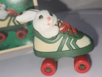 Vintage Hallmark Keepsake Miniature Ornament Roller Skating Rabbit 1984