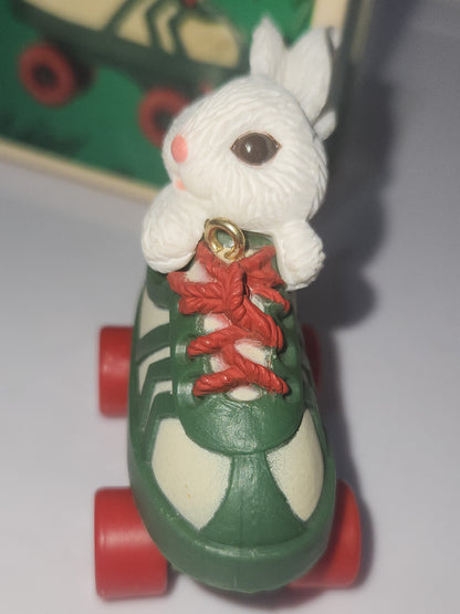 Vintage Hallmark Keepsake Miniature Ornament Roller Skating Rabbit 1984