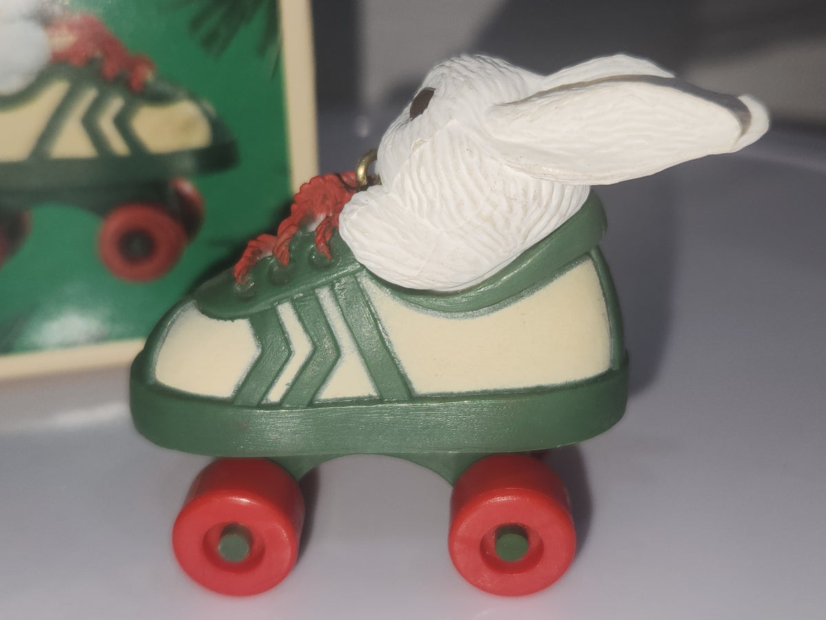 Vintage Hallmark Keepsake Miniature Ornament Roller Skating Rabbit 1984