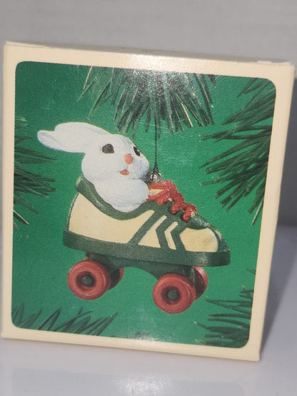 Vintage Hallmark Keepsake Miniature Ornament Roller Skating Rabbit 1984