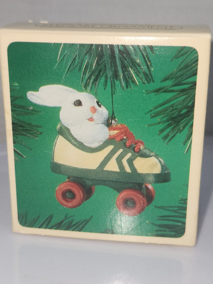Vintage Hallmark Keepsake Miniature Ornament Roller Skating Rabbit 1984