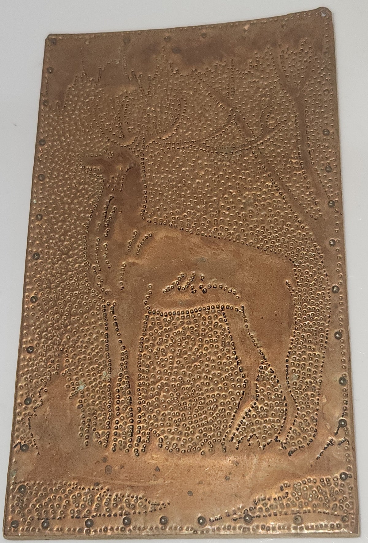 Vintage Punched Copper Deer Art Piece