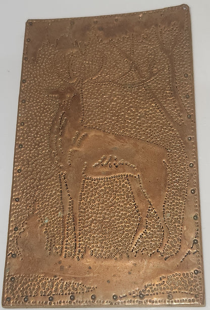 Vintage Punched Copper Deer Art Piece