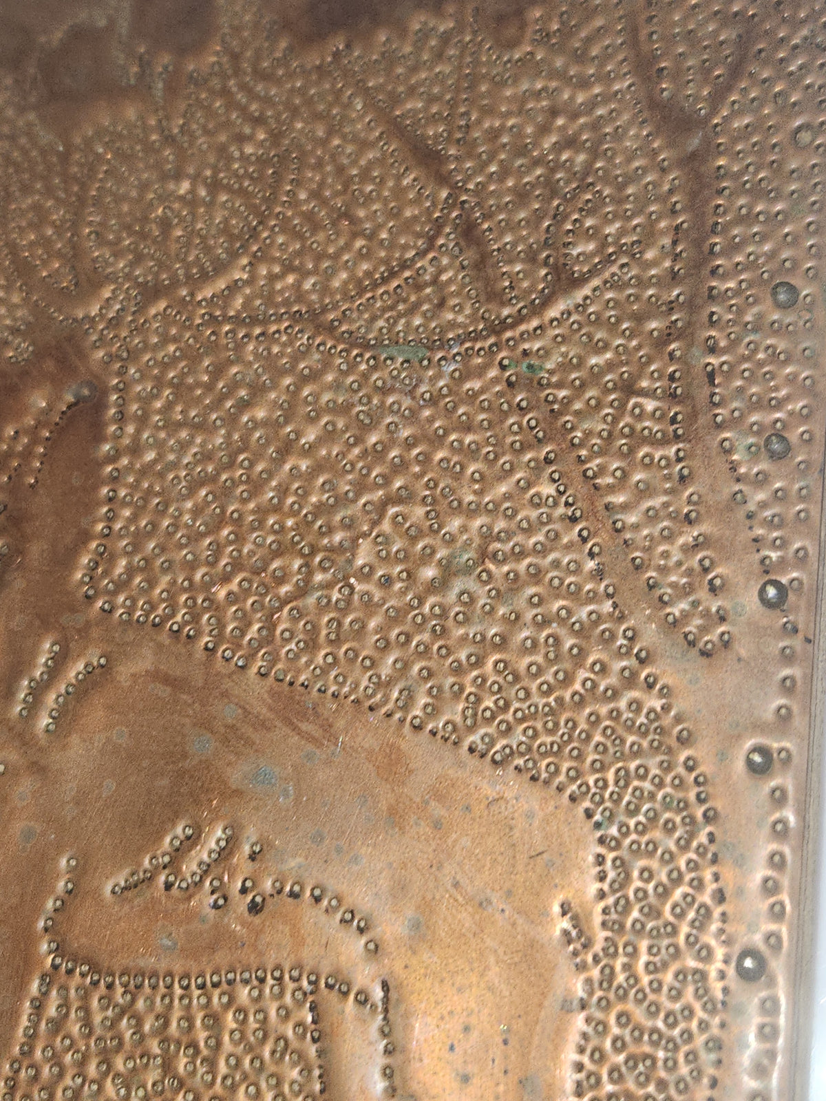 Vintage Punched Copper Deer Art Piece