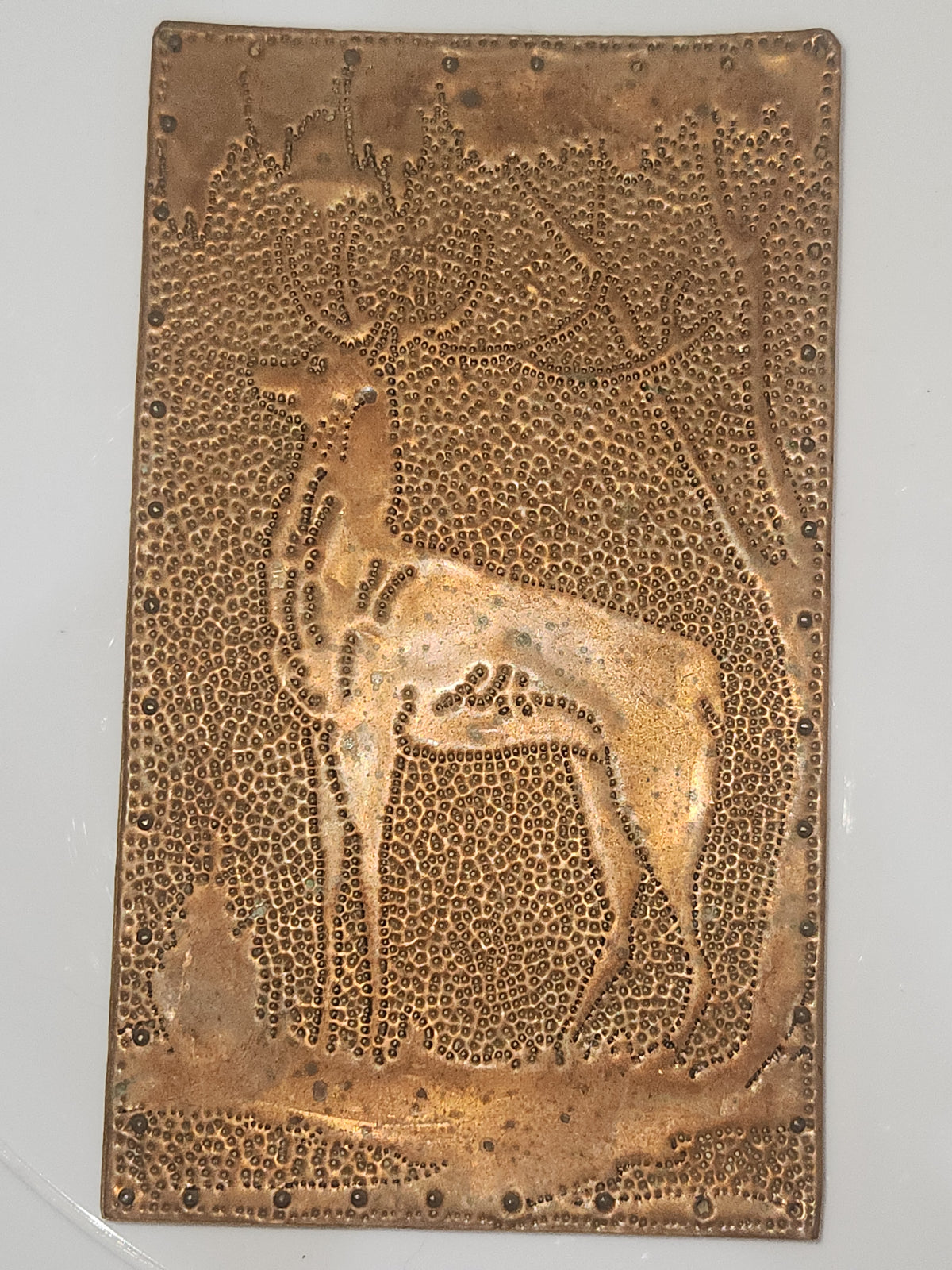 Vintage Punched Copper Deer Art Piece