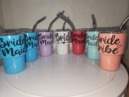 Shot Glass 3 oz Stainless Steel or Mini Tumbler Set of 7 with Lids and Straws Read Description