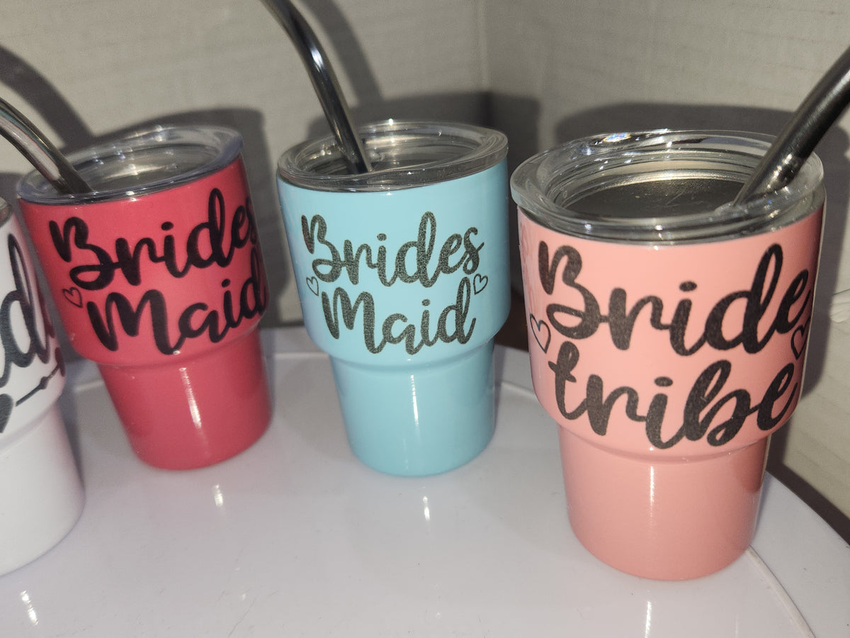 Shot Glass 3 oz Stainless Steel or Mini Tumbler Set of 7 with Lids and Straws Read Description