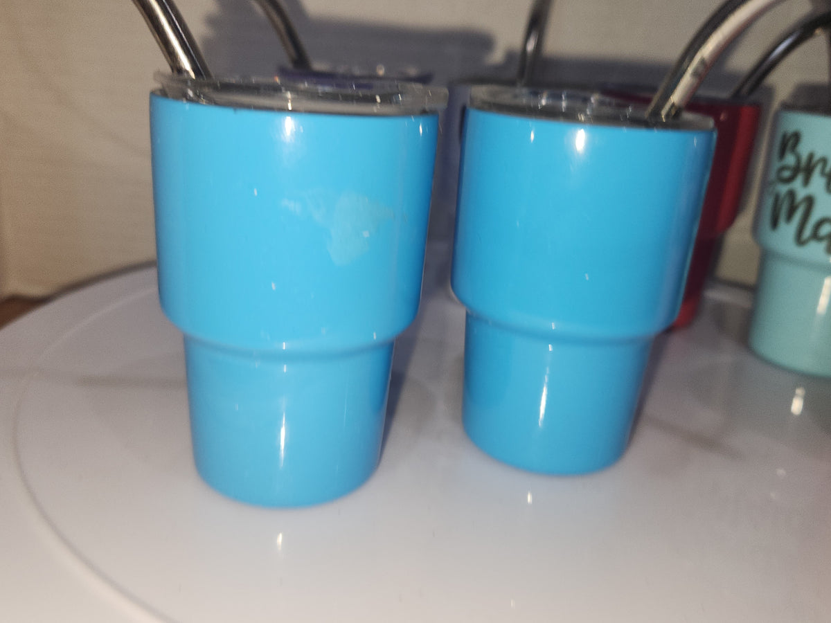 Shot Glass 3 oz Stainless Steel or Mini Tumbler Set of 7 with Lids and Straws Read Description