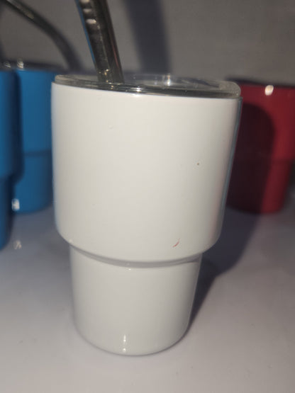 Shot Glass 3 oz Stainless Steel or Mini Tumbler Set of 7 with Lids and Straws Read Description