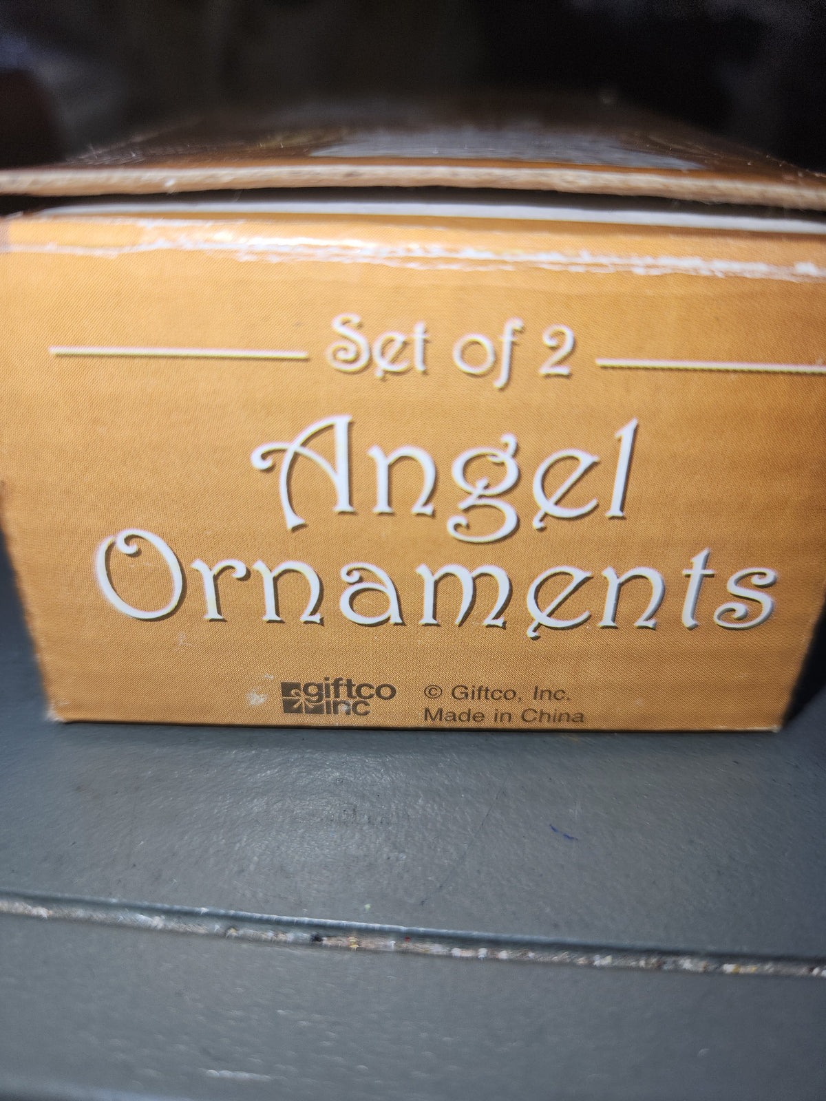 Vintage Giftco Glass Angel Ornaments Set of 2 Gold Accents NOS ang91