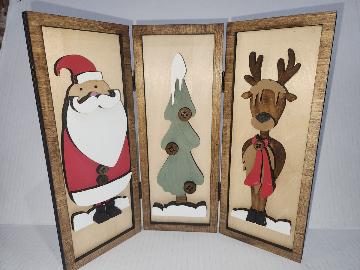 Trio Frame Decor Christmas Santa Reindeer 10 1/2"  tt84