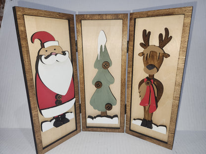Trio Frame Decor Christmas Santa Reindeer 10 1/2"  tt84