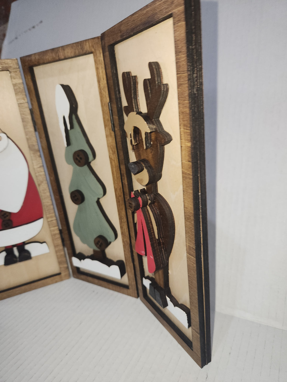Trio Frame Decor Christmas Santa Reindeer 10 1/2"  tt84