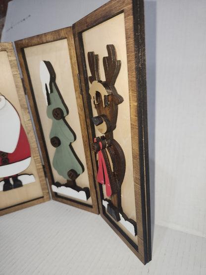 Trio Frame Decor Christmas Santa Reindeer 10 1/2"  tt84
